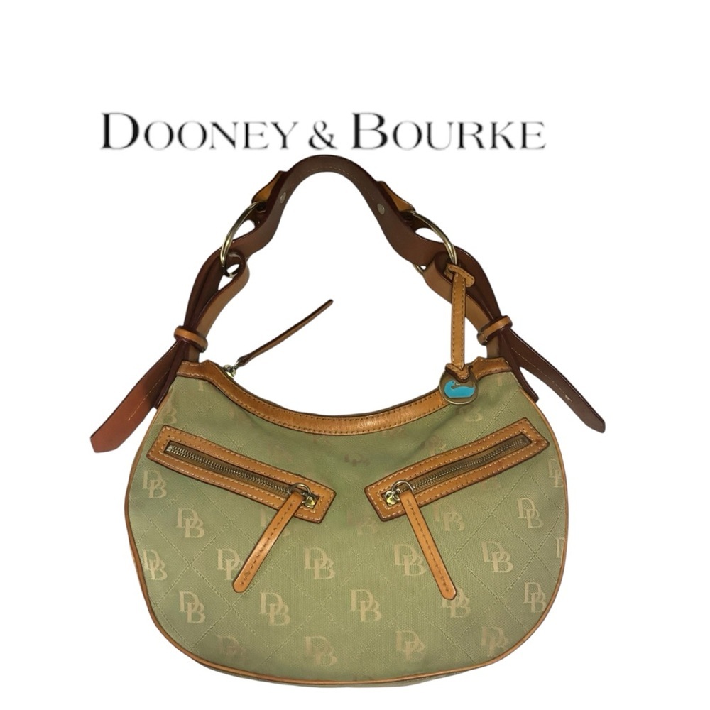 DOONEY & BOURKE RARE CANVAS CRESENT CIRCLE SHOULDER HOBO BAG SATCHEL-GREEN 🍉